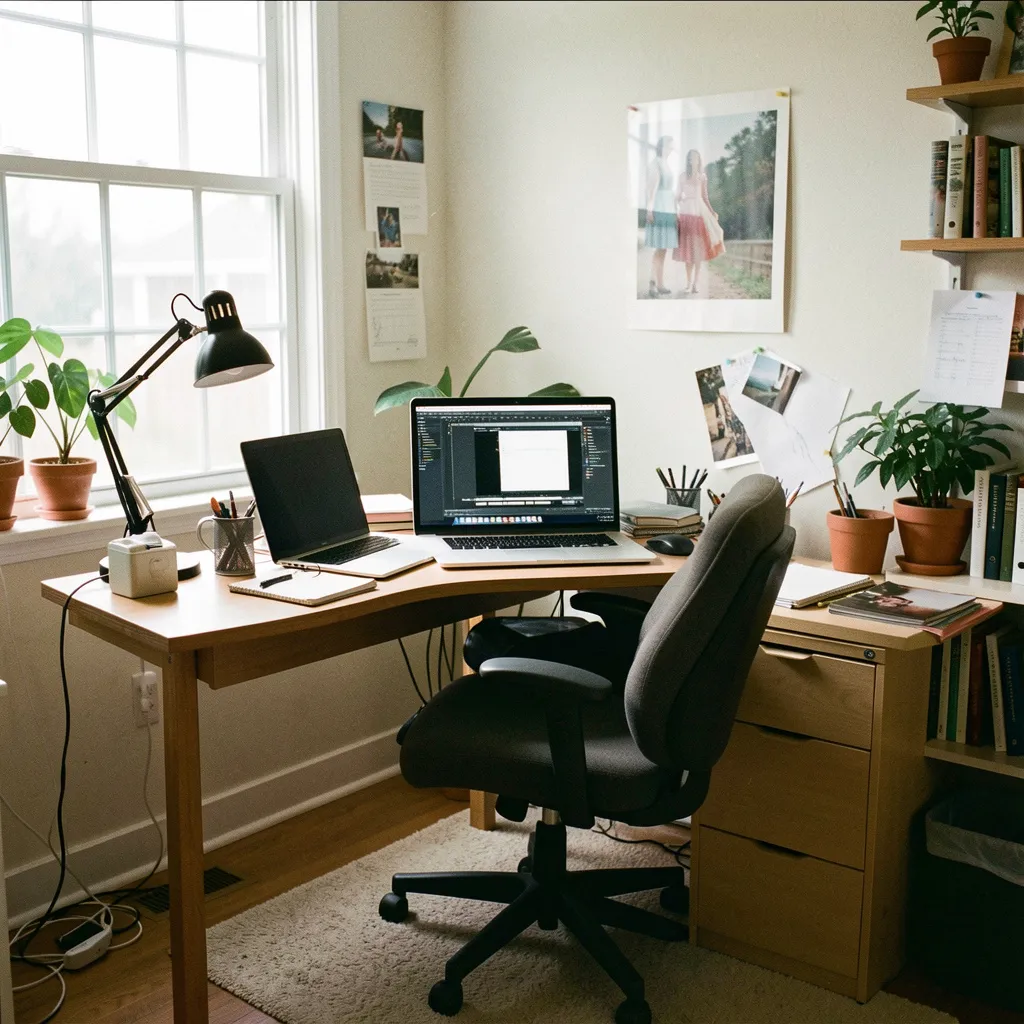 Ergonomic chair and desk setup
